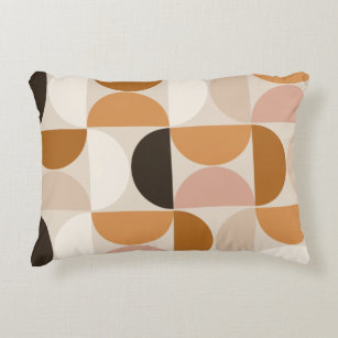 Mid Century Modern Retro Pattern Brown Earth Tones Decorative Cushion