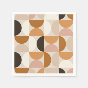 Mid Century Modern Retro Pattern Brown Earth Tones Napkin