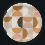 Mid Century Modern Retro Pattern Brown Earth Tones Paper Plate<br><div class="desc">Retro mid century modern pattern – abstract geometric shapes – minimalist pattern in earth tones – Brown,  beige,  white,  terracotta.</div>