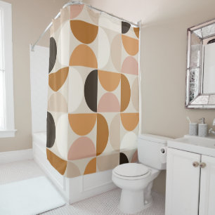 Mid Century Modern Retro Pattern Brown Earth Tones Shower Curtain