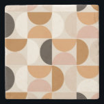 Mid Century Modern Retro Pattern Brown Earth Tones Stone Coaster<br><div class="desc">Retro mid century modern pattern – abstract geometric shapes – minimalist pattern in earth tones – Brown,  beige,  white,  terracotta.</div>