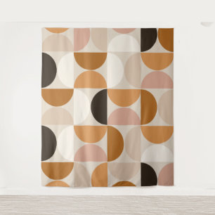 Mid Century Modern Retro Pattern Brown Earth Tones Tapestry