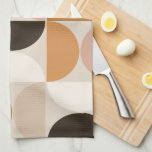 Mid Century Modern Retro Pattern Brown Earth Tones Tea Towel<br><div class="desc">Retro mid century modern pattern – abstract geometric shapes – minimalist pattern in earth tones – Brown,  beige,  white,  terracotta.</div>