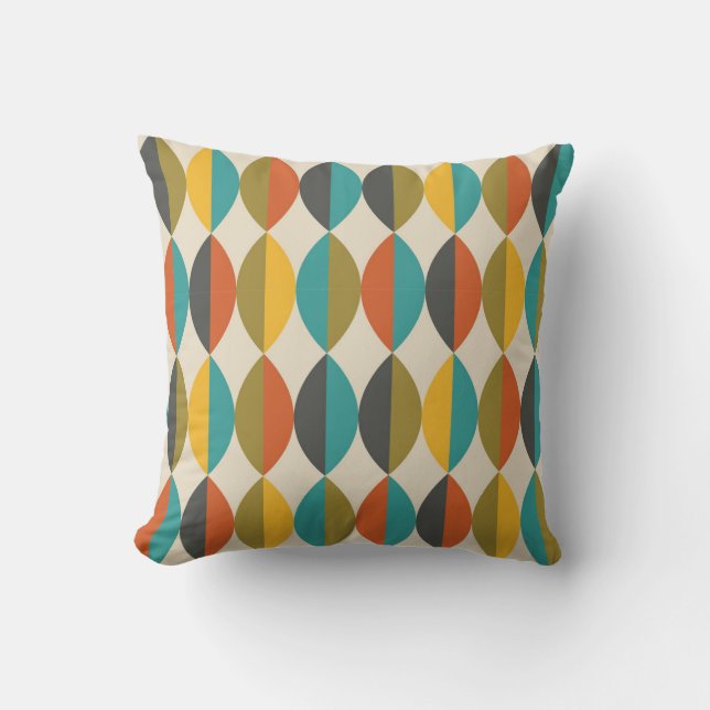 Mid century modern retro patterned number 5 cushion (Front)