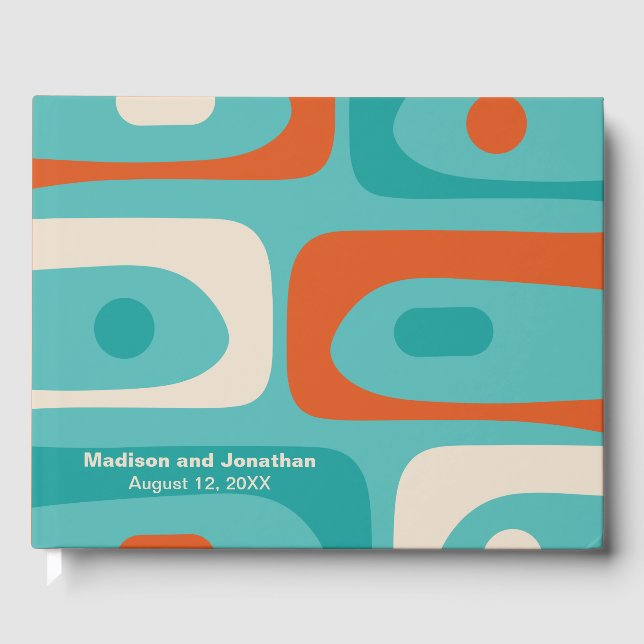 Mid Century Modern Retro Piquet Personalised Guest Book (Front)