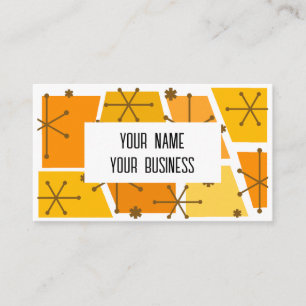 Mid Century Modern Retro Pop Art Orange Business Card