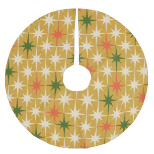 Mid Century Modern Retro Starburst Pattern Brushed Polyester Tree Skirt