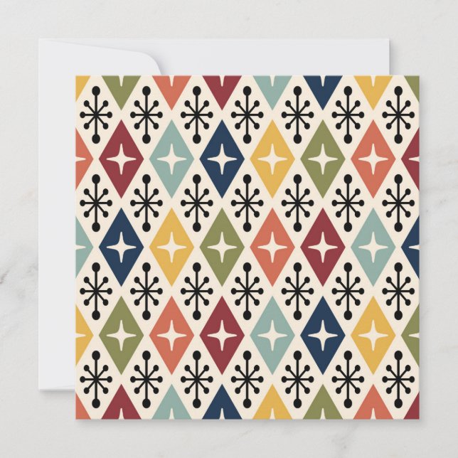 Mid Century Modern Retro Starburst Pattern Invitation (Front)