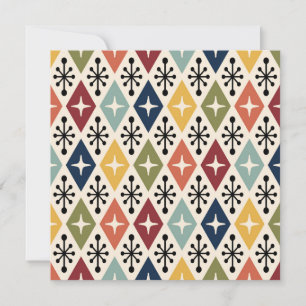 Mid Century Modern Retro Starburst Pattern Invitation