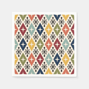 Mid Century Modern Retro Starburst Pattern Napkin