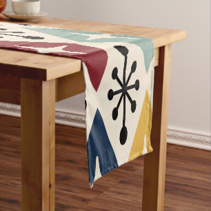 Mid Century Modern Retro Starburst Pattern Short Table Runner