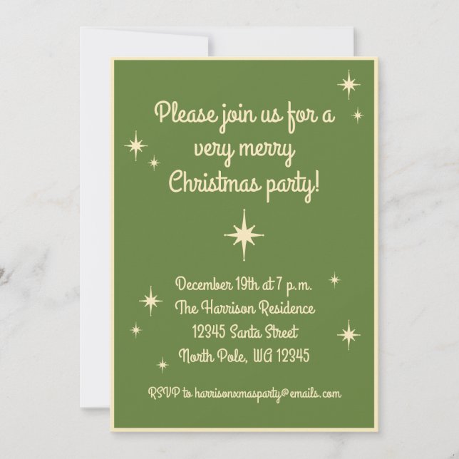Mid Century Modern Retro Stars Christmas Party Invitation (Front)