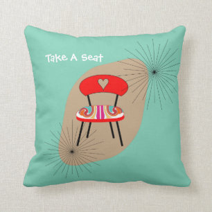 Mid Century Modern Retro Style Chair Illustrations Cushion