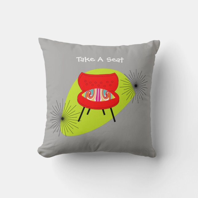 Mid Century Modern Retro Style Chair Illustrations Cushion (Front)