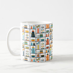 Mid Century Modern Retro Stylish Kitchen Shelves Coffee Mug