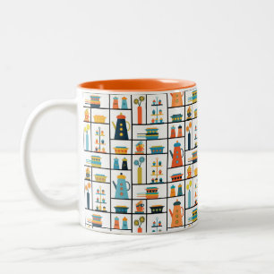 Mid Century Modern Retro Stylish Kitchen Shelves Two-Tone Coffee Mug