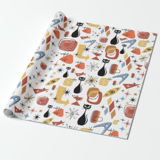 Mid Century Modern Retro Vintage Print Gift Wrap