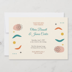 Mid Century Modern Retro Wedding Invitation