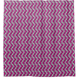 Mid-Century Modern Ribbons, pink and grey / grey Shower Curtain