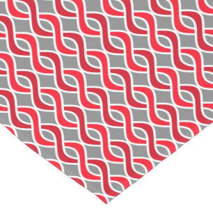 Mid-Century Modern Ribbons, red and grey / grey Short Table Runner
