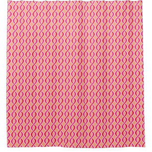 Mid-Century Modern Ribbons, shades of coral Shower Curtain