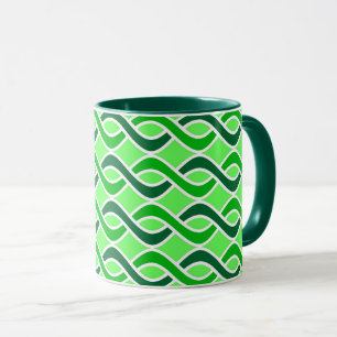 Mid-Century Modern Ribbons, shades of green Mug
