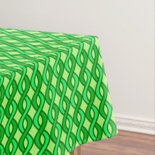 Mid-Century Modern Ribbons, shades of green Tablecloth