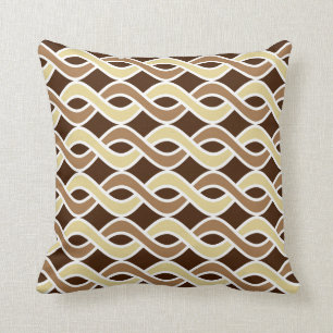 Mid-Century Modern Ribbons, taupe and brown Cushion