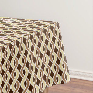 Mid-Century Modern Ribbons, taupe and brown Tablecloth