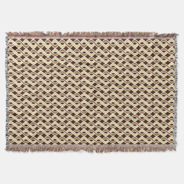 Mid-Century Modern Ribbons, taupe and brown Throw Blanket (Front)