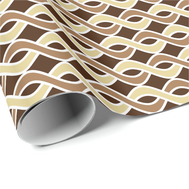 Mid-Century Modern Ribbons, taupe and brown Wrapping Paper (Roll Corner)