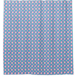 Mid-Century Modern Ribbons, turquoise and pink Shower Curtain