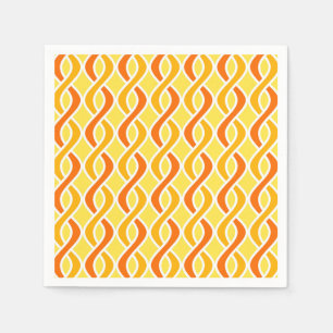 Mid-Century Modern Ribbons, yellow and orange Napkin