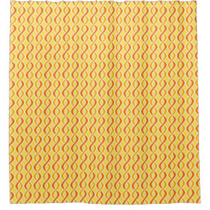 Mid-Century Modern Ribbons, yellow and orange Shower Curtain
