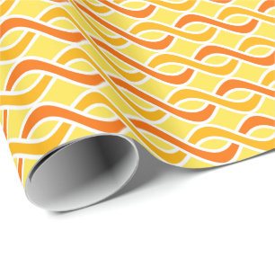 Mid-Century Modern Ribbons, yellow and orange Wrapping Paper
