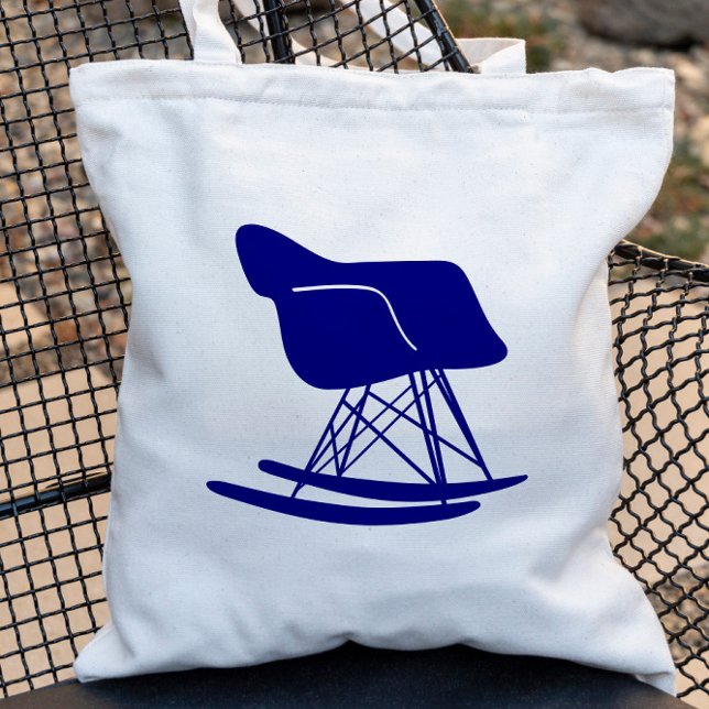 Mid Century Modern Rocker Chair Tote Bag, Navy (Creator Uploaded)