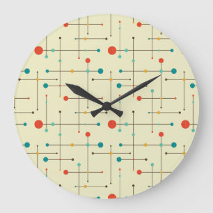 Mid-Century Modern Round Wall Clock, Eames Pattern Large Clock