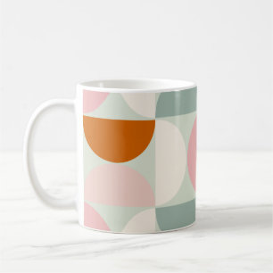 Mid Century Modern Sage Green Blush Orange Pattern Coffee Mug