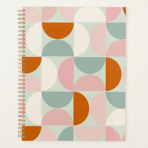 Mid Century Modern Sage Green Blush Orange Pattern Planner