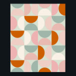 Mid Century Modern Sage Green Blush Orange Pattern Poster<br><div class="desc">Retro mid century modern pattern – abstract geometric shapes – minimalist pattern sage green,  blush pink,  Orange and cream white.</div>