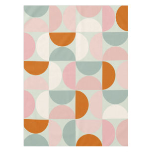 Mid Century Modern Sage Green Blush Orange Pattern Tablecloth