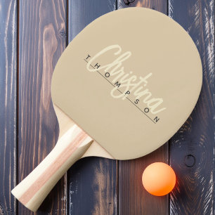 Mid-Century Modern Sand Dune Painted Name Ping Pong Paddle