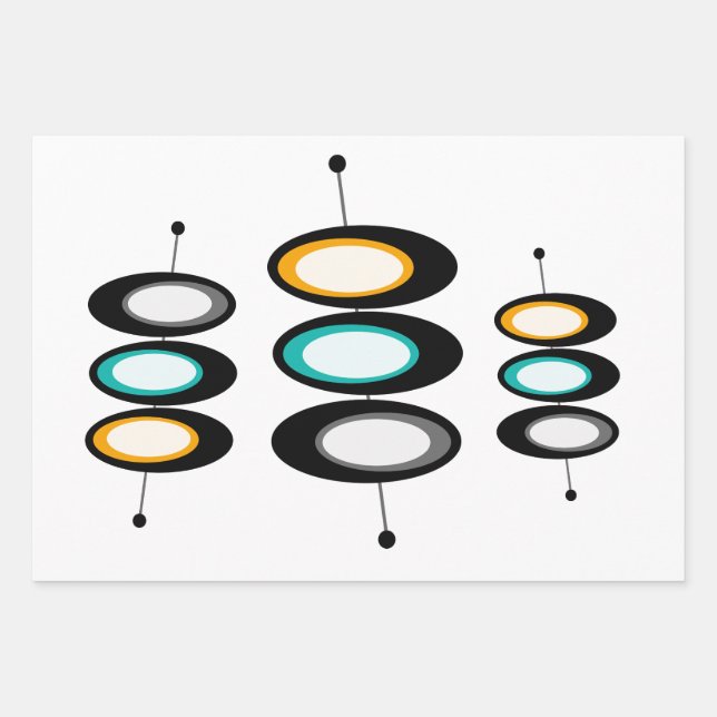 Mid-Century Modern Satellite  Wrapping Paper Sheet (Front)