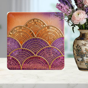 Mid-Century Modern Scalloped Fan purple orange  Ceramic Tile