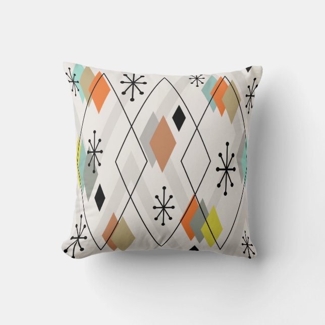 Mid Century Modern Scattered Diamonds Cushion (Front)