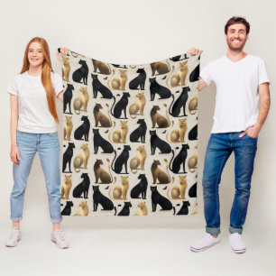 Mid-Century Modern Seamless Panther Pattern Fleece Blanket