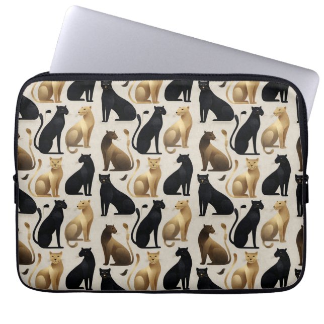 Mid-Century Modern Seamless Panther Pattern Laptop Sleeve (Front)