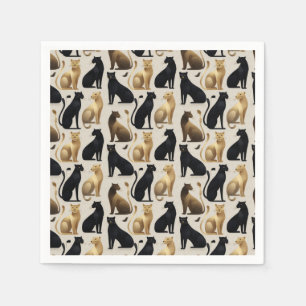 Mid-Century Modern Seamless Panther Pattern Napkin
