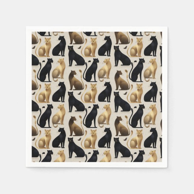 Mid-Century Modern Seamless Panther Pattern Napkin (Front)