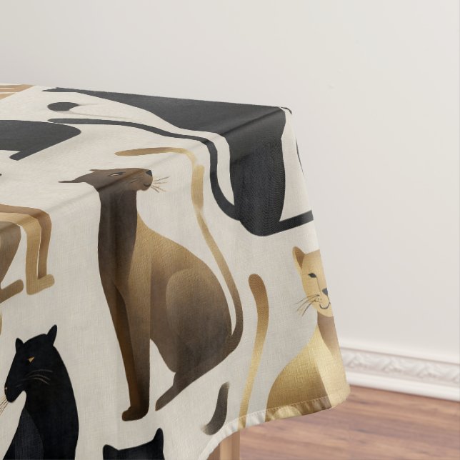 Mid-Century Modern Seamless Panther Pattern Tablecloth (In Situ)